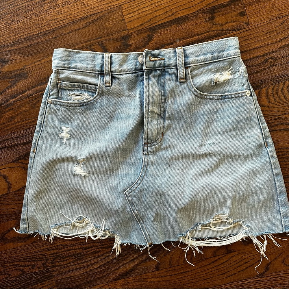 Frame Le High 'N' Tight Denim Mini Skirt | distressed jean skirt